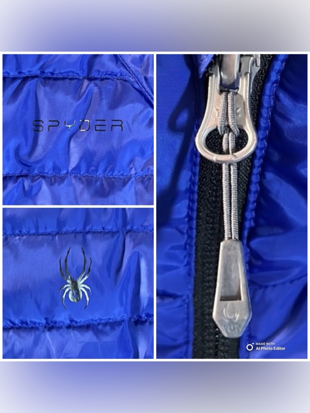 Spyder Prymo Women’s Down Puffer Jacket Medium Cobalt Blue Insulated Ski Layer - Picture 4 of 9